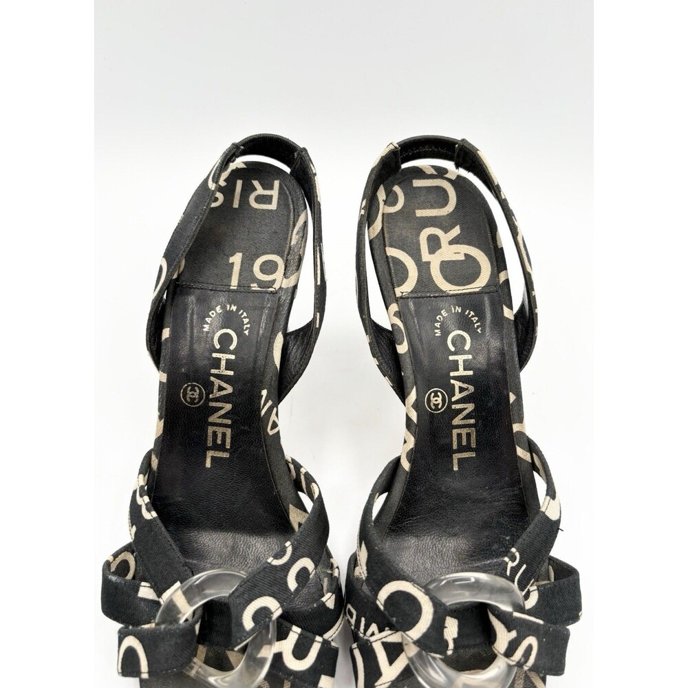 Chanel Black & White Rue Cambon Canvas Slingback Mules Vintage Y2K Size EU 36 - Picture 8 of 12
